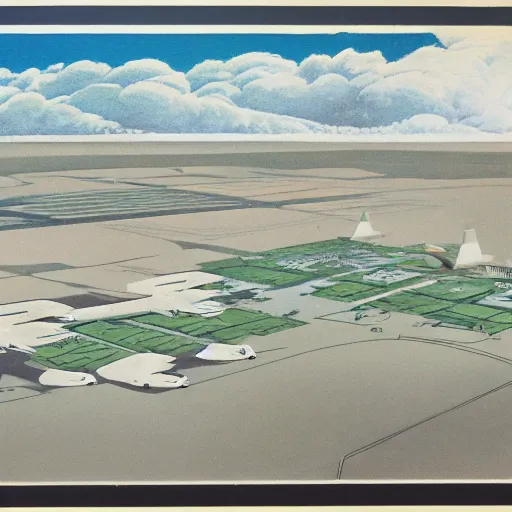 Image similar to Illustration of an Air Base by animator Georges Schwizgebel, 1978