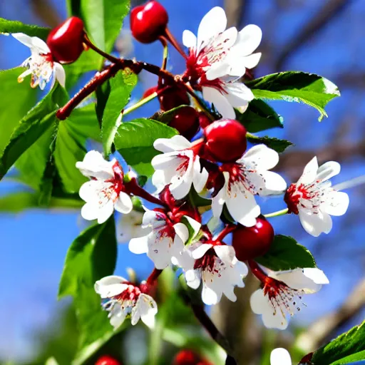 Prompt: cherries blossoms catching the sun