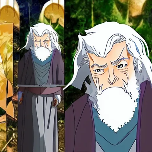Image similar to gandalf as an anime character