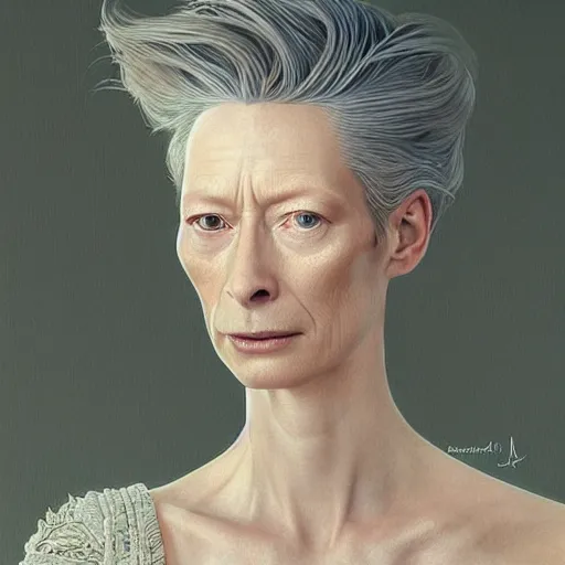 Prompt: ultra realistic illustration, tilda swinton from diablo, intricate, elegant, highly detailed, digital painting, artstation, concept art, smooth, sharp focus, illustration, art by artgerm and greg rutkowski and alphonse mucha