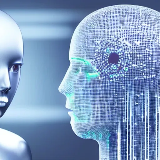 Image similar to Two AIs having a conversation, A.I., artificial intelligence technology