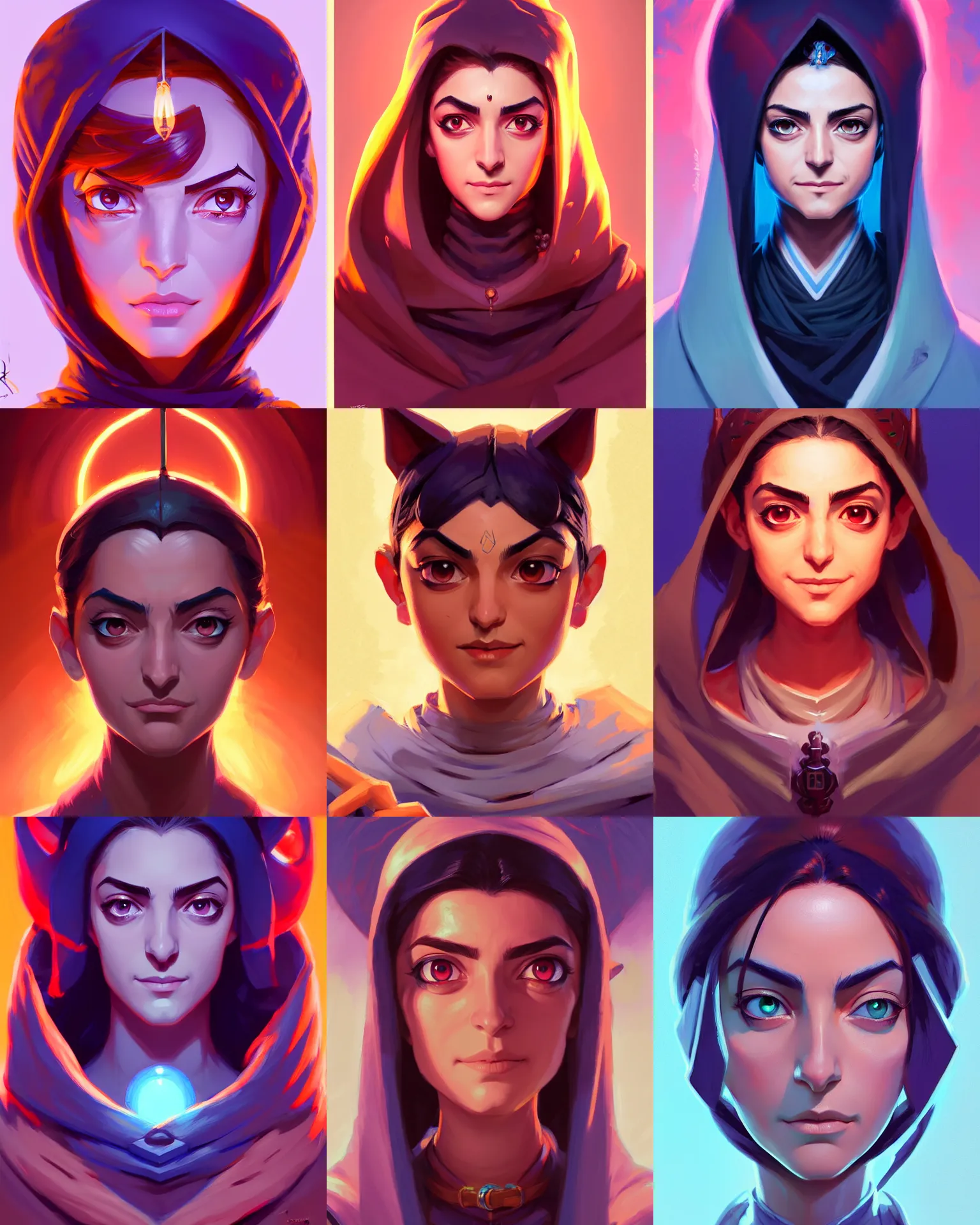 Prompt: head-on symmetrical centered painted portrait, Maya Ali as a D&D sorcerer, official fanart behance hd artstation by Jesper Ejsing, by RHADS and Makoto Shinkai and Lois van baarle and ilya kuvshinov and rossdraws