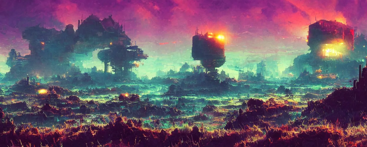 Image similar to ” otherwordly landscape radioactive wasteland, [ cinematic, detailed, epic, widescreen, opening, establishing, mattepainting, photorealistic, realistic textures, octane render, art by paul lehr ] ”