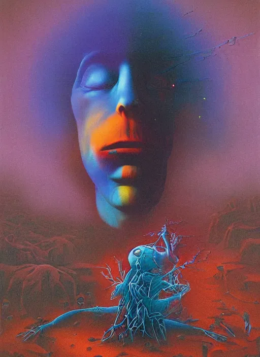 Image similar to alex jones by lisa frank and zdzislaw beksinski