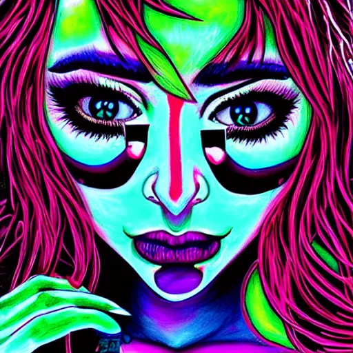 Image similar to neon monster illustrated by harumi hironaka