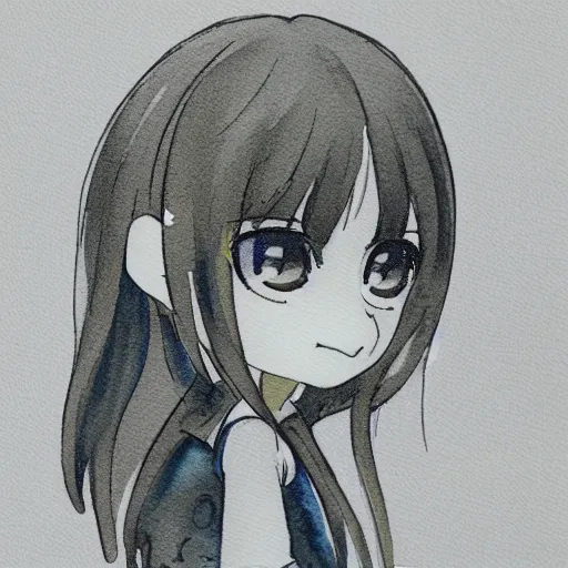 Prompt: beautiful water color concept art portrait of face detailing cute nendoroid girl in the style of Julian Opie, toon rendering, close-up, no shade, modern art, kyoto animation, 3/4 view