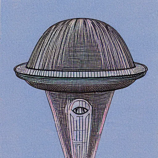 Image similar to a risograph of a ufo