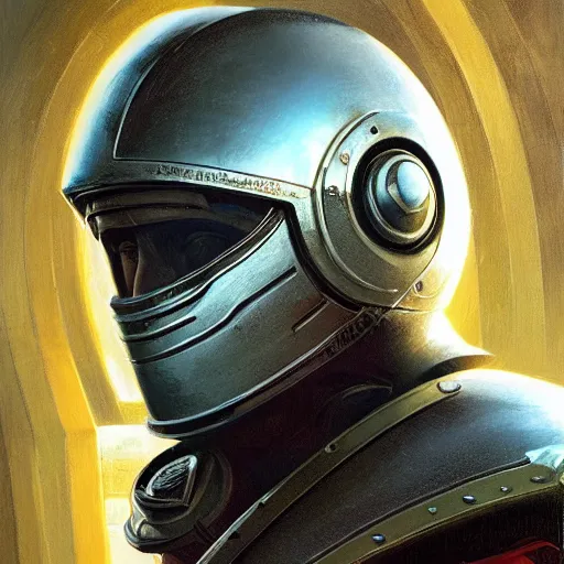 Image similar to sylvester stallone in ancient spartan style cyber armor, tech noir, wet reflections, prism, atmospheric, ambient, pj crook, syd mead, livia prima, greg rutkowski, edward hopper