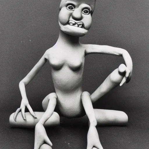 Image similar to a claymation film still of anthropomorphe statuette / bresil / collection / jeu et jouet / claymation by bruce bickford / 6 0 s