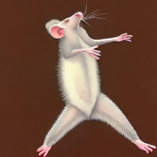 Image similar to a realistic opossum dancing