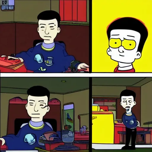 Image similar to chinese boy with buzz cut, simpsons style