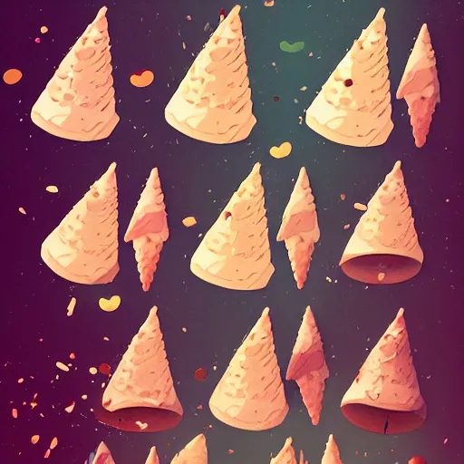 Prompt: ice cream cones raining from the sky, studio ghibli, trending on ArtStation
