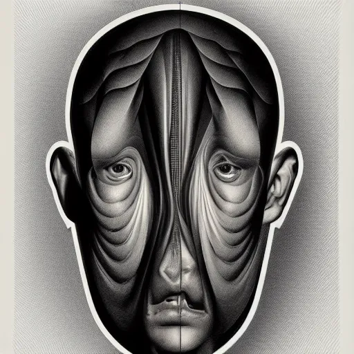 Image similar to airbrush and isograph polish poster conceptual figurative post - morden monumental portrait made by escher and giger, highly conceptual figurative art, intricate detailed illustration, illustration sharp geometrical detail, vector sharp graphic, controversial poster art, polish poster art