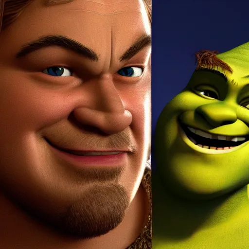 Prompt: Leonardo DiCaprio in Shrek in the style of DreamWorks