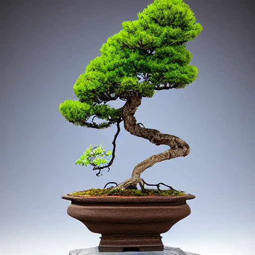 Prompt: a bottle with a bonsai inside, super realistic photo, realistic, trending on artstation, photo studio, professional photo, 8k