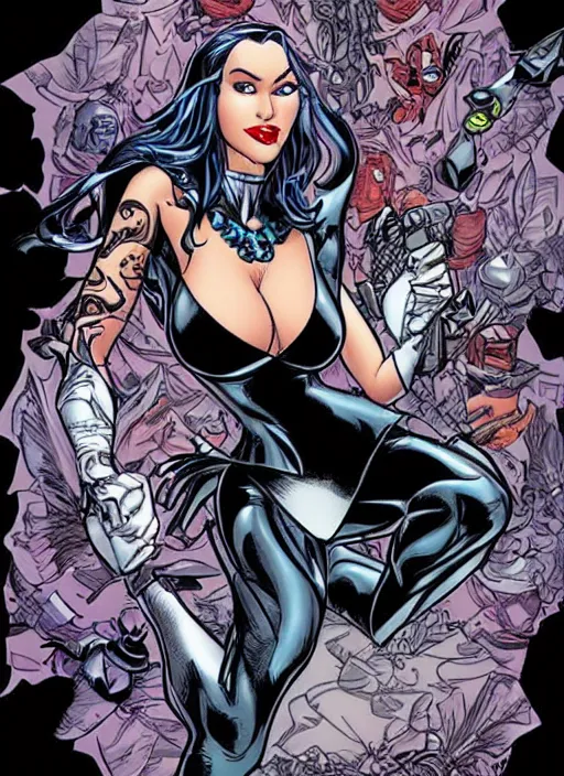 Image similar to spy raven by j. scott campbell, masterpiece ink illustration,