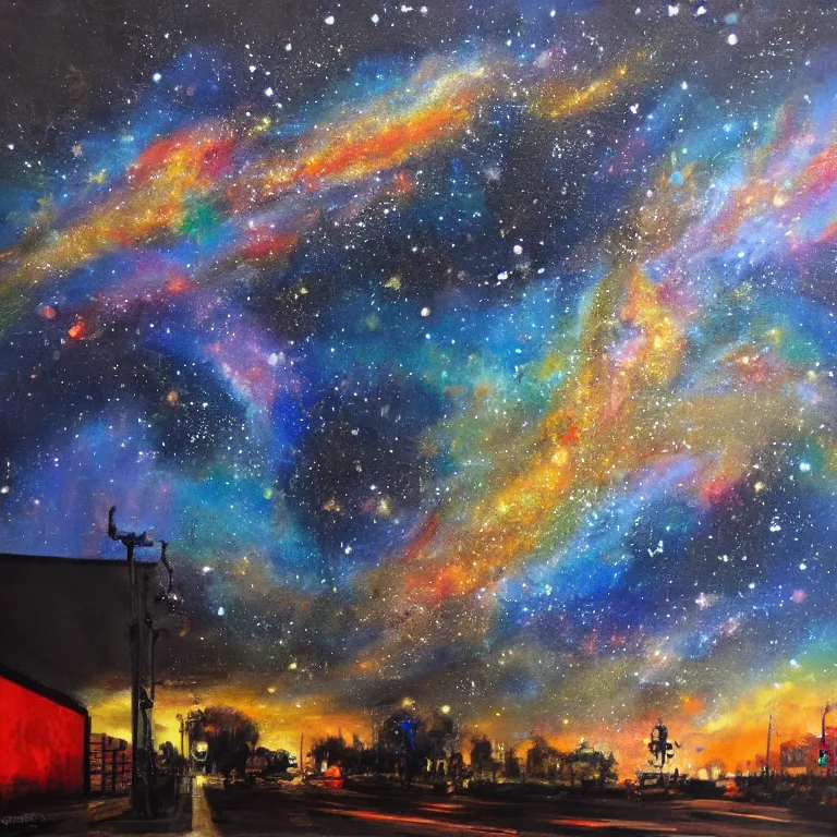 Image similar to Street-art painting of the Milky Way, photorealism