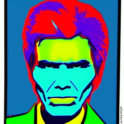 Image similar to bogdanoff portrait, pop art style, vivid colors