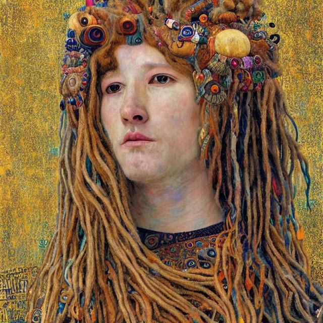 Image similar to llama with dreadlocks, gustav klimt, by mandy jurgens, ernst haeckel, james jean