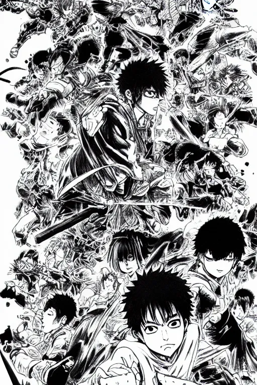 Image similar to high quality scan of a full page manga cover for a seinen fight manga by kentaro miura