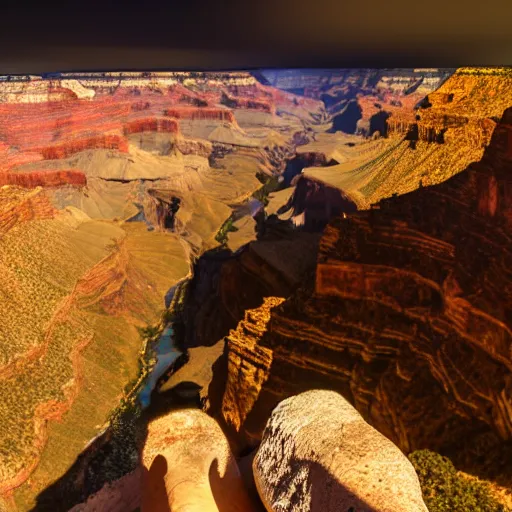 Prompt: detailed photograph of potato overlooking the grand canyon at night astrophotography