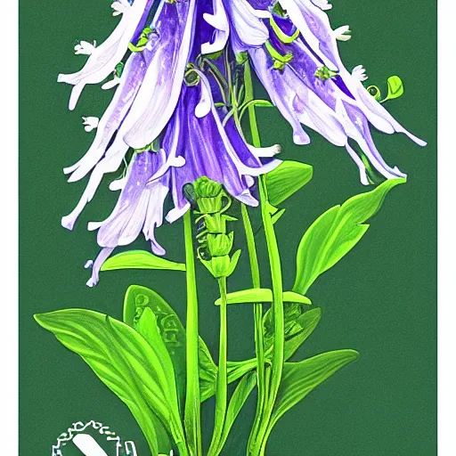 Prompt: a painting of Campanula medium, illustration, Vector art, highly detailed, Artstation