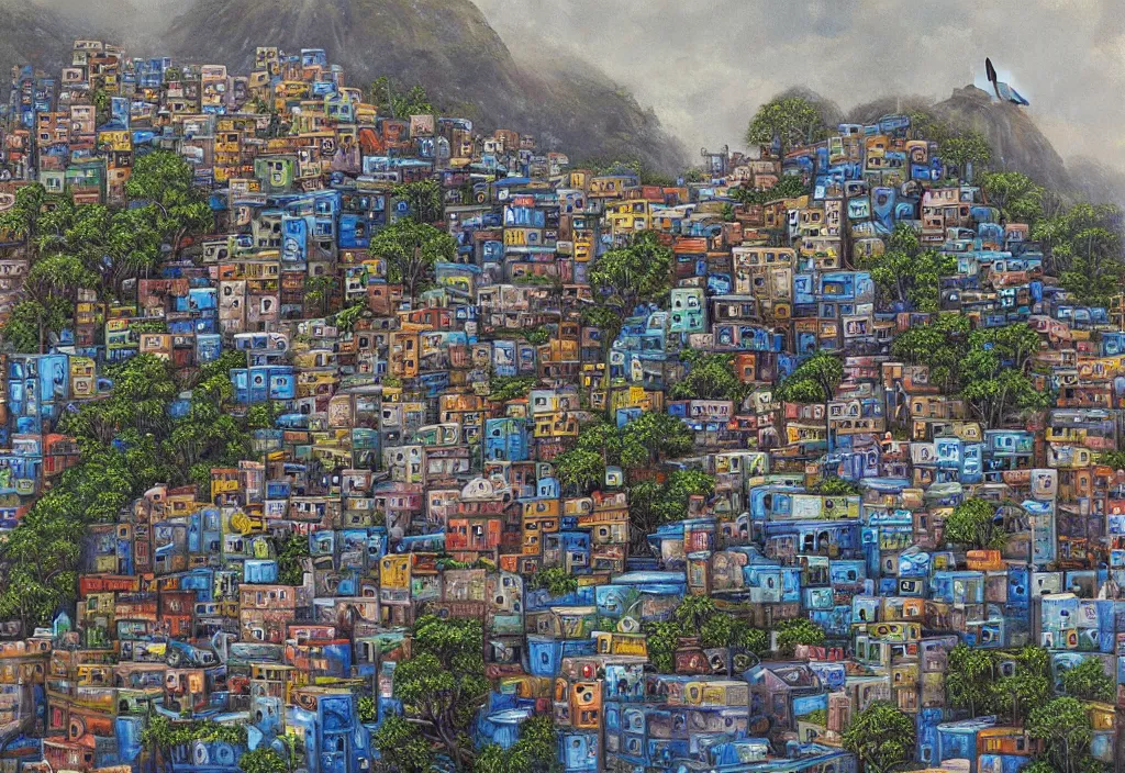 Prompt: photorealistic favela rio in by Justin Gerard