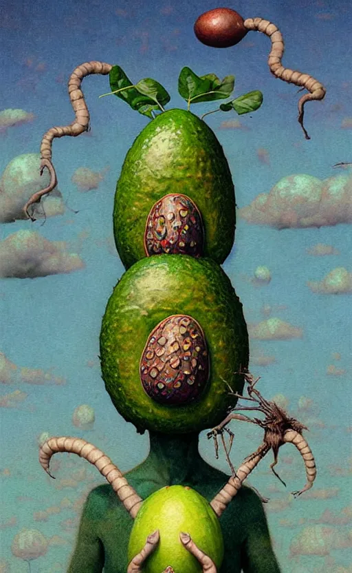 Image similar to imaginative anthro avocado creature painting by chiara bautista, beksinski and norman rockwell and greg rutkowski weta studio, tom bagshaw and lucasfilm