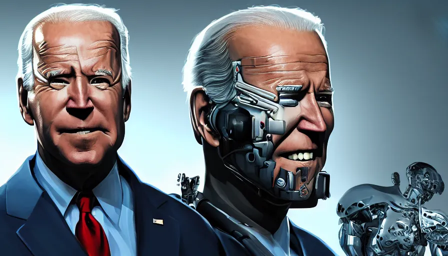 Prompt: Joe Biden is a cyborg, hyperdetailed, artstation, cgsociety, 8k