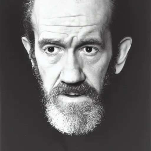 Prompt: award winning portrait of george carlin 1 9 7 5, photo by anoush abrar, dramatic lighting