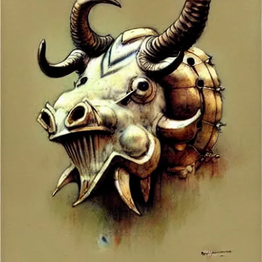 Image similar to ( ( ( ( ( ram horned helmet. muted colors. ) ) ) ) ) by jean - baptiste monge!!!!!!!!!!!!!!!!!!!!!!!!!!!