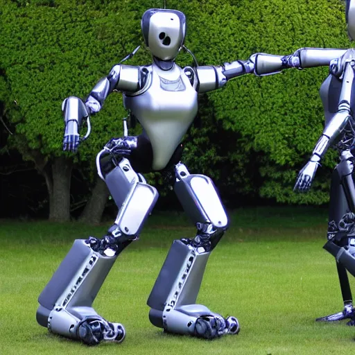 Prompt: boston dynamics humanoid robot dancing. dslr photo. press release