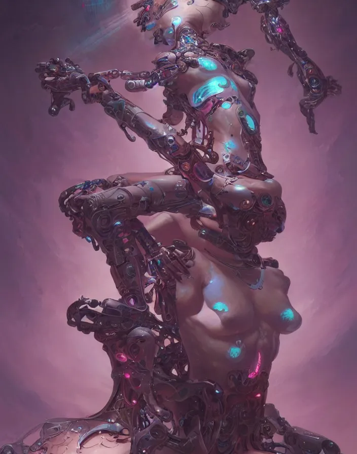 Image similar to Full lengh of a cyborg goddess by Wayne Barlowe and Peter Mohrbacher detailed sharp digital art trending on Artstation