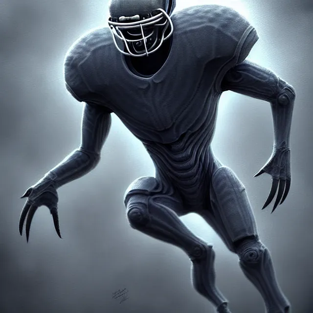 Prompt: epic professional digital art of a !terrifying grey aliens! (American football team), best on artstation, cgsociety, wlop, cinematic, breathtaking, epic, stunning, gorgeous, much detail, much wow, masterpiece