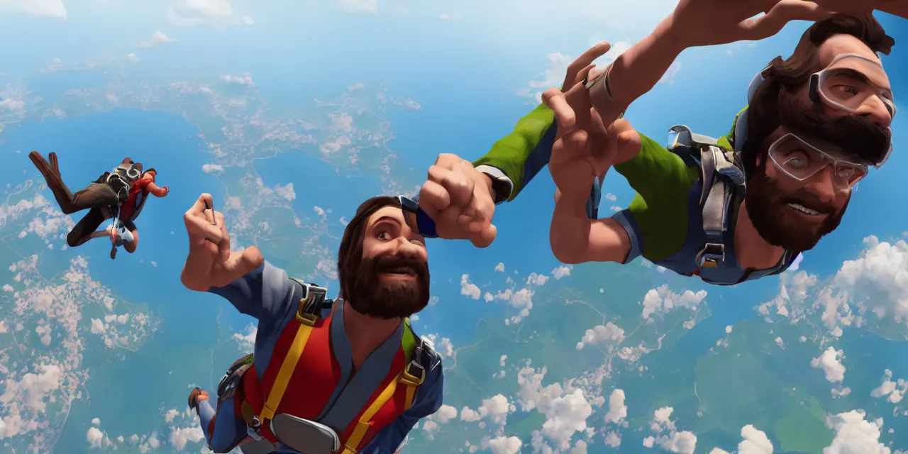 Prompt: Jesus taking a selfie while skydiving, pixar artstyle, hyperdetailed, artstation, accurate, octane render, 8k