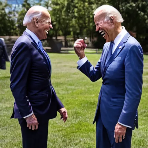 Prompt: Joe Biden laughing with Joe Biden