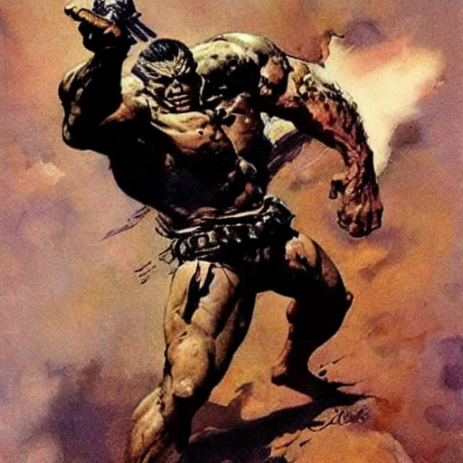 Image similar to art by frank frazetta, cool