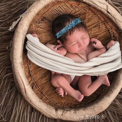 Image similar to Owens Valley Paiute girl and baby in traditional cradle board, unreal 5, hyper realistic, realistic, photo realistic, dynamic lighting, highly detailed, cinematic landscape, studio landscape, studio lighting