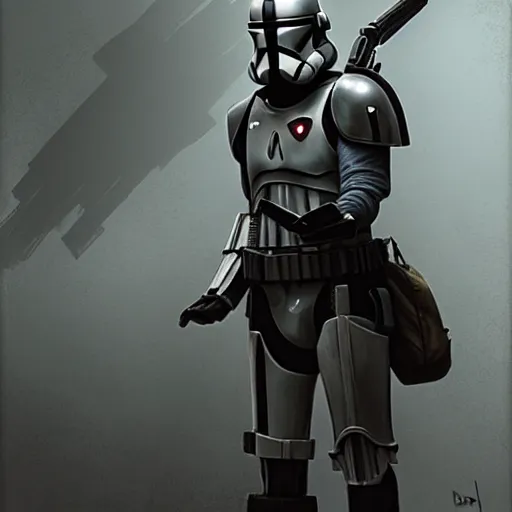 Image similar to an imperial stormtrooper walking, full body photography, extremely long shot, long shot, full-length, head-to-toe, concept art by Doug Chiang cinematic, realistic painting, high definition, concept art, the Mandalorian concept art style