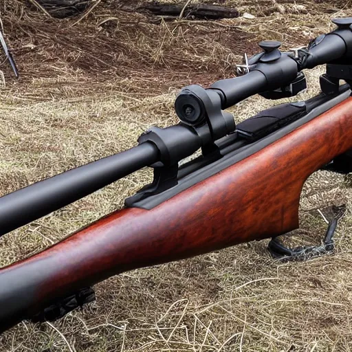 Image similar to realistic hunting rifle, medieval era, historical gun