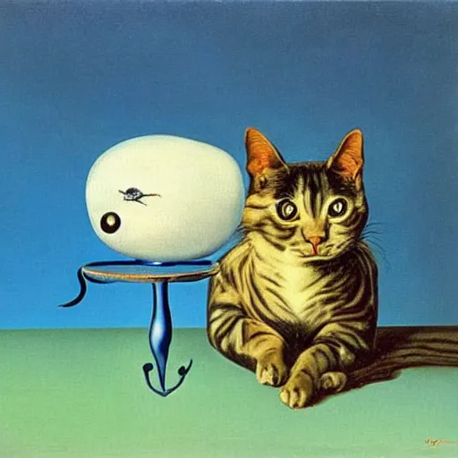 Prompt: a surrealist painting of a cat by salvador dali