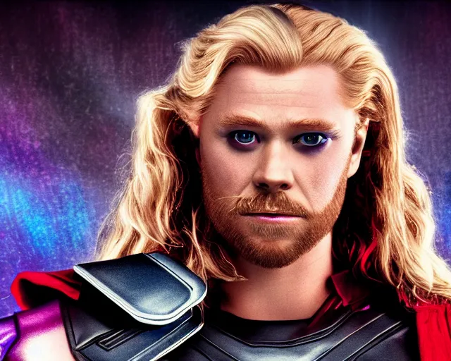 Image similar to thor as a drag queen, cinematic shot, 8k resolution, hyper detailed