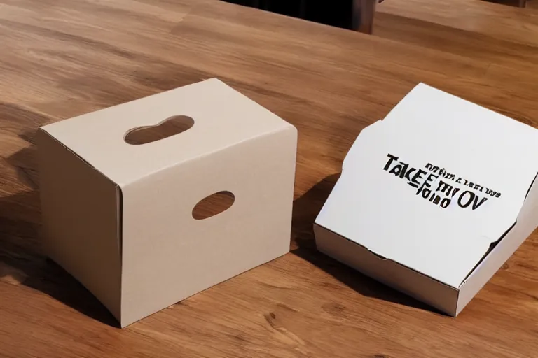Prompt: a talking takeout box, arguing with a customer