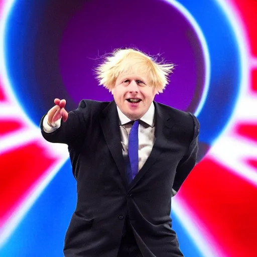 Image similar to zoomed out shot of boris johnson dancing terribly on americas got talent, 4 k photograph