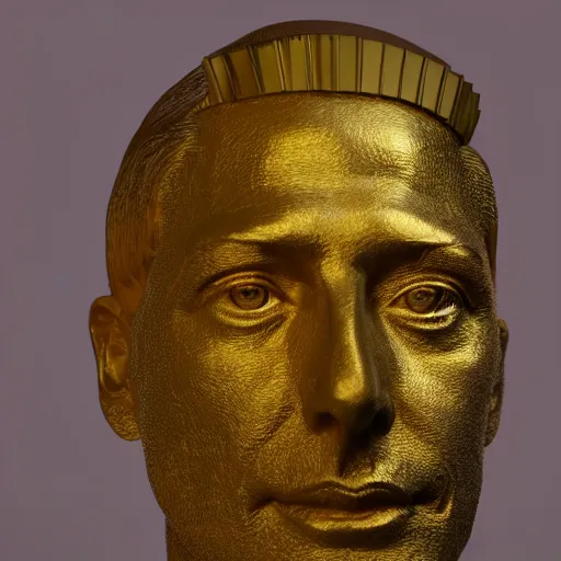Image similar to gold statue of jeff goldblum, 3 d render, 8 k, octane render, cycles render, unreal engine