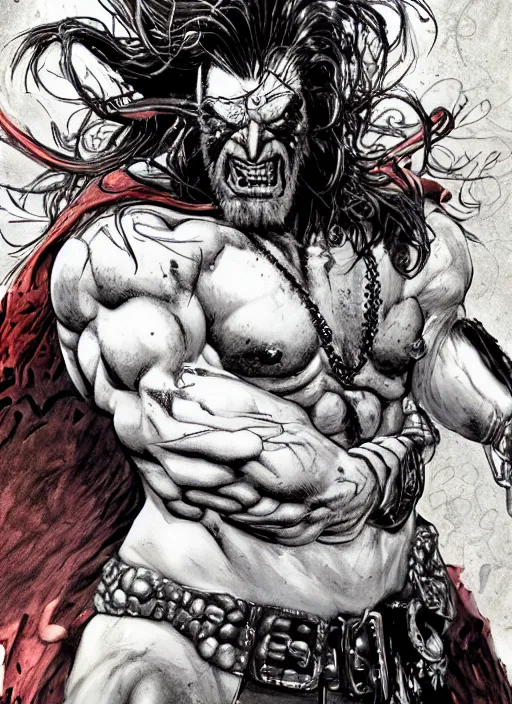 Prompt: first issue of lobo comic book cover art by simon bisley and ariel olivetti, au naturel, hyper detailed, digital art, trending in artstation, cinematic lighting, studio quality, smooth render, unreal engine 5 rendered, octane rendered, art style by klimt and nixeu and ian sprigger and wlop and krenz cushart