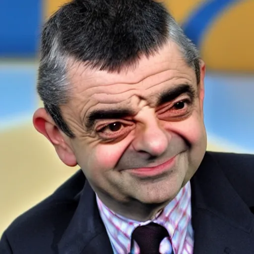 Image similar to rowan atkinson inside a can of baked beans