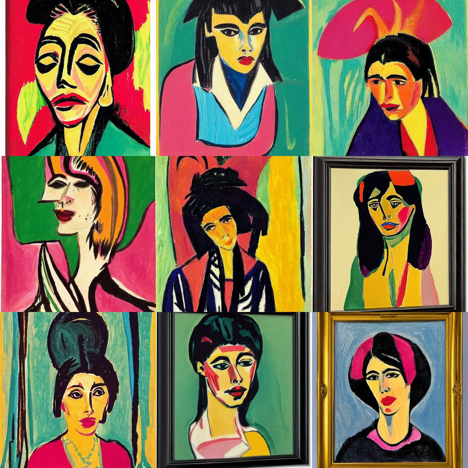 Prompt: beautiful woman portrait, by Ernst Ludwig Kirchner