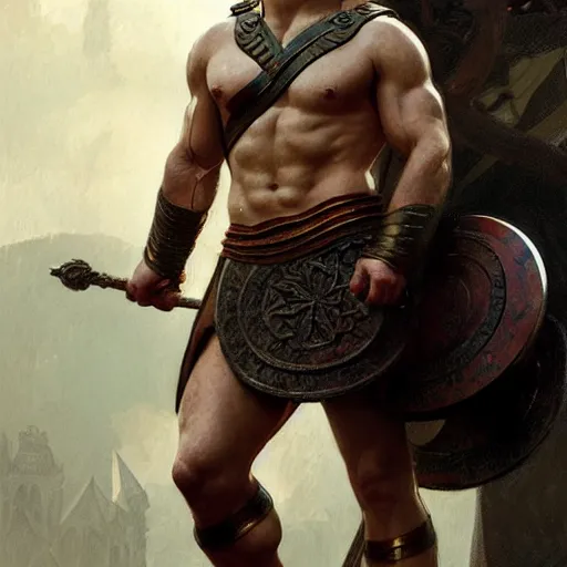 Image similar to henry cavill as a greek gladiator, gorgeous, amazing, muscular, intricate, highly detailed, digital painting, artstation, concept art, sharp focus, illustration, art by greg rutkowski and alphonse mucha