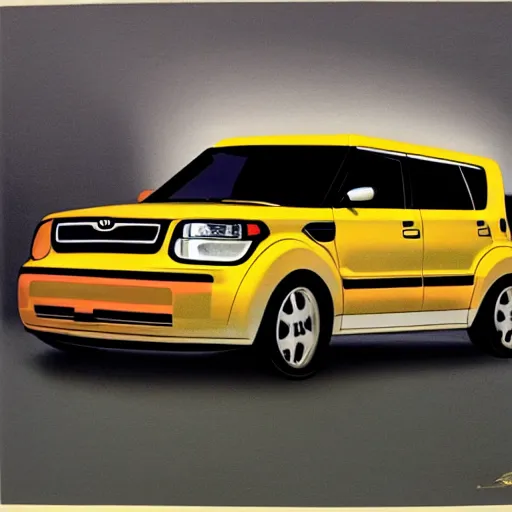 Prompt: kia soul illustrated by syd mead